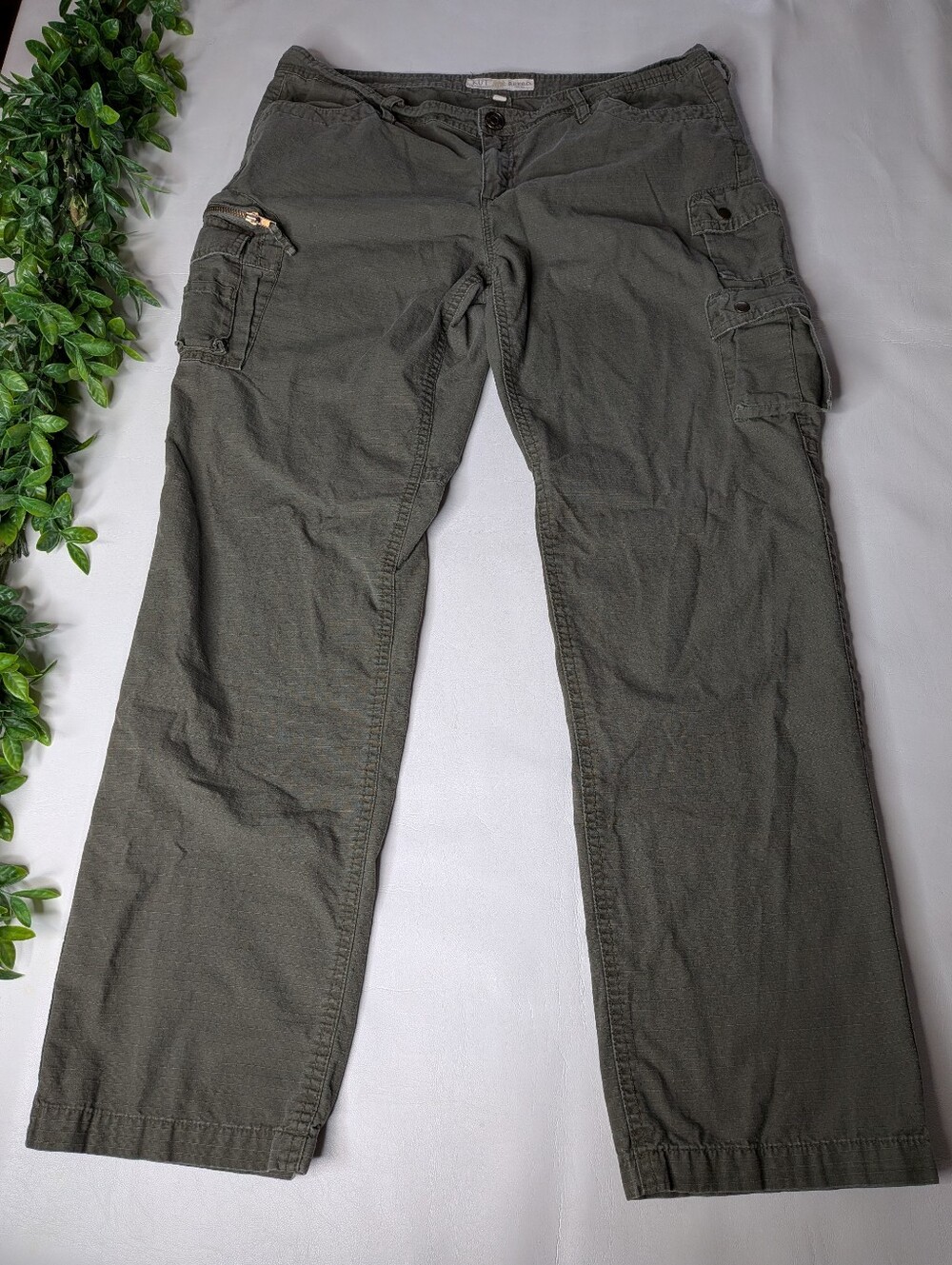 KFTK Retro Green Cargo 100% Cotton Pants Size 12